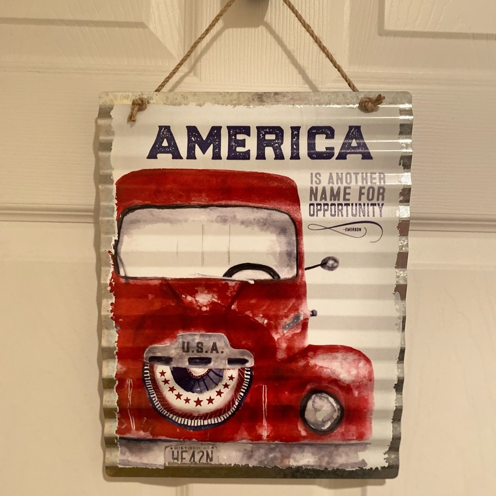 Farmhouse Patriotic Metal Wall Decor, America Is Another Name For Opportunity
